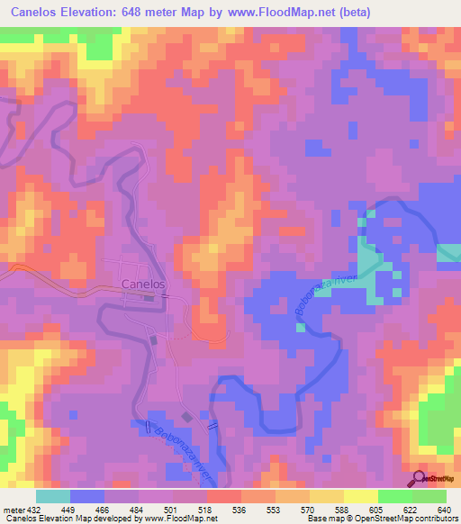 Canelos,Ecuador Elevation Map