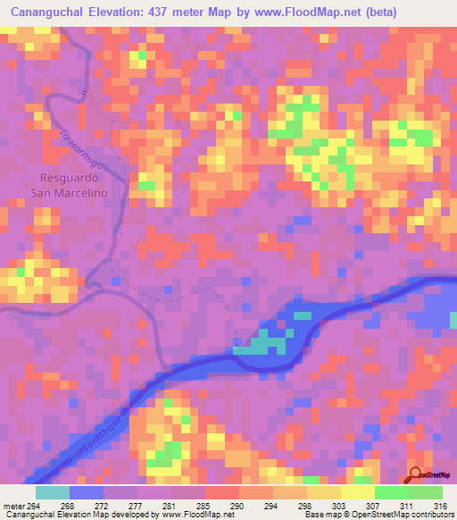 Cananguchal,Ecuador Elevation Map