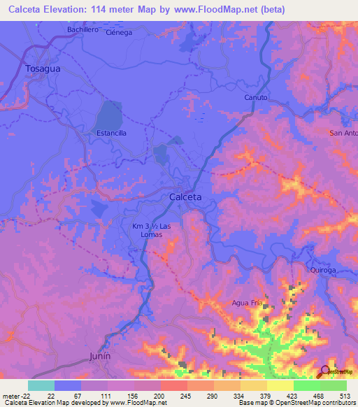 Calceta,Ecuador Elevation Map