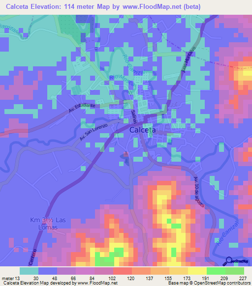 Calceta,Ecuador Elevation Map