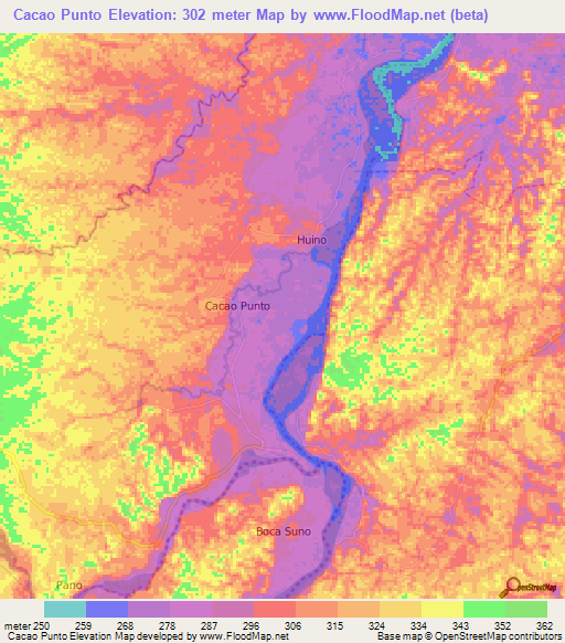 Cacao Punto,Ecuador Elevation Map