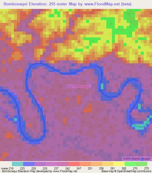 Bombonaqui,Ecuador Elevation Map