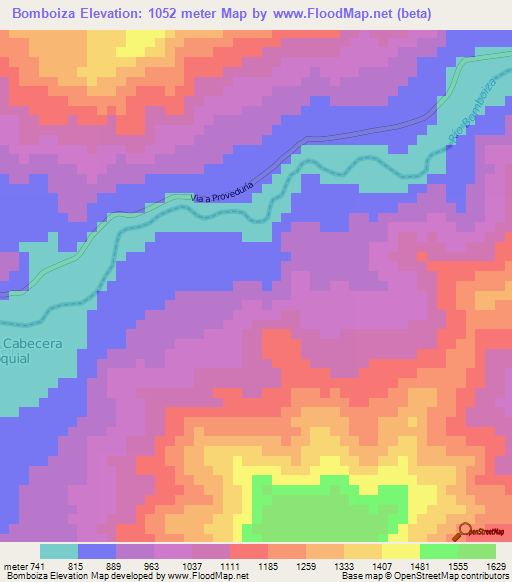 Bomboiza,Ecuador Elevation Map