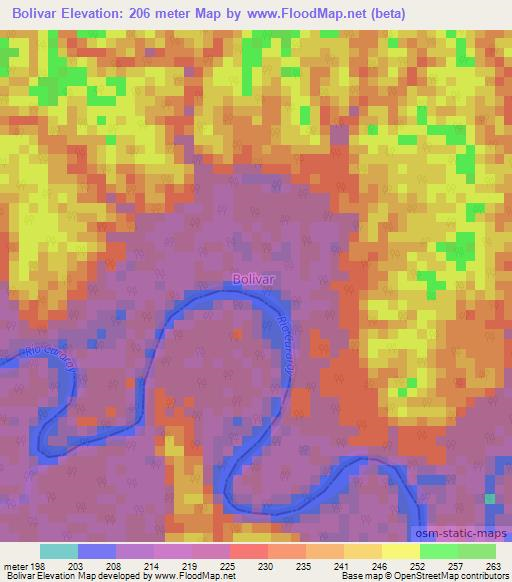 Bolivar,Ecuador Elevation Map