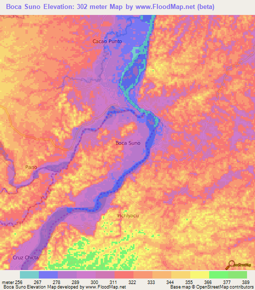 Boca Suno,Ecuador Elevation Map