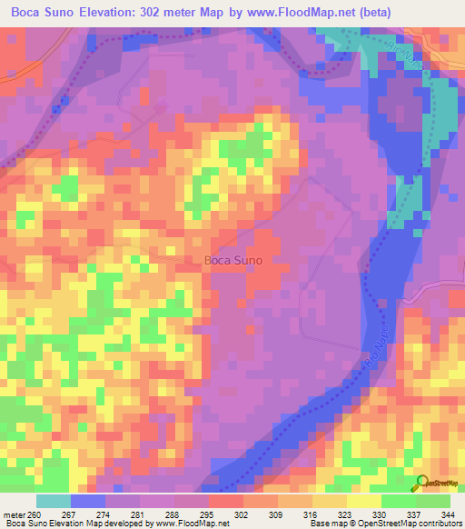 Boca Suno,Ecuador Elevation Map