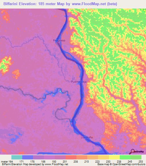 Biffarini,Ecuador Elevation Map