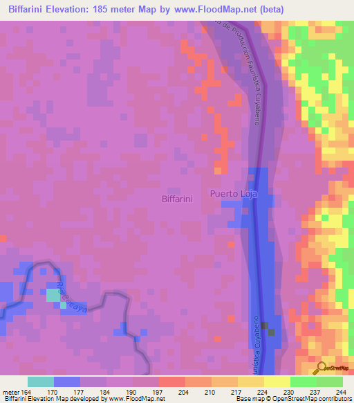 Biffarini,Ecuador Elevation Map