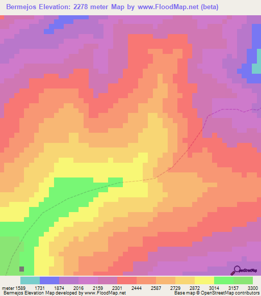 Bermejos,Ecuador Elevation Map