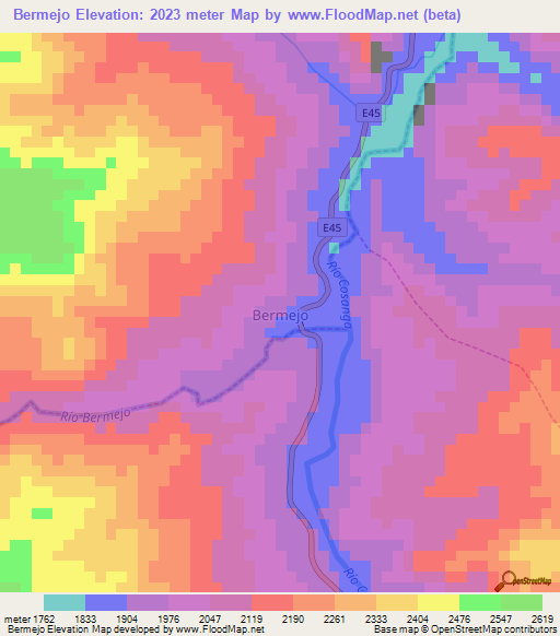 Bermejo,Ecuador Elevation Map