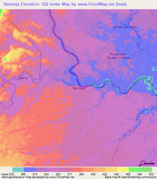 Bermeja,Ecuador Elevation Map