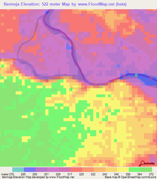 Bermeja,Ecuador Elevation Map