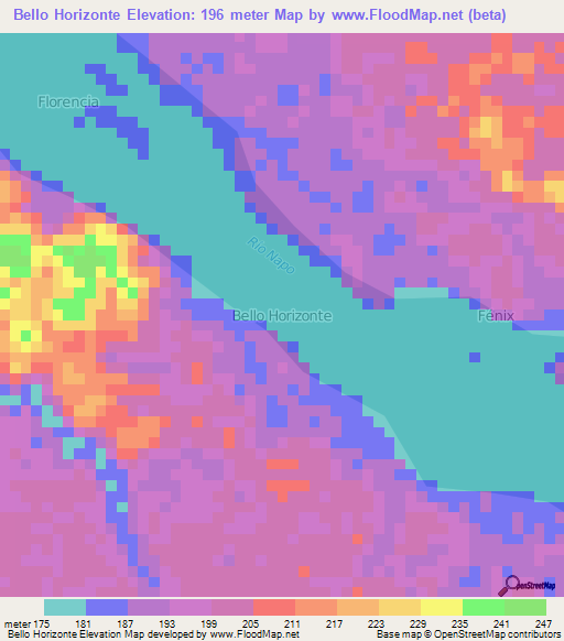 Bello Horizonte,Ecuador Elevation Map