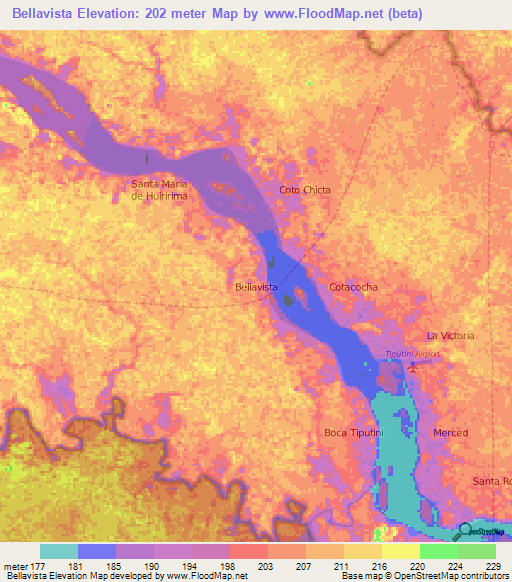 Bellavista,Ecuador Elevation Map