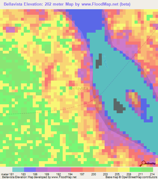 Bellavista,Ecuador Elevation Map