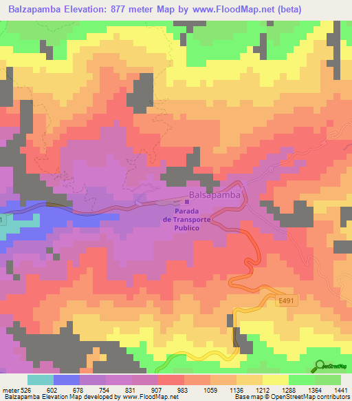 Balzapamba,Ecuador Elevation Map