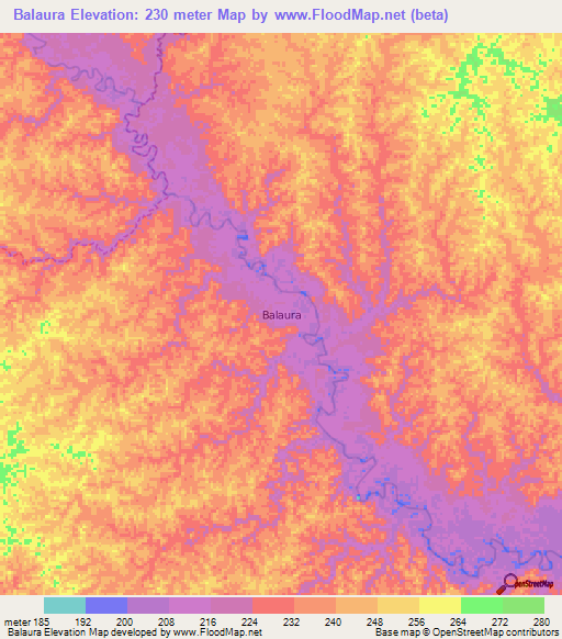 Balaura,Ecuador Elevation Map