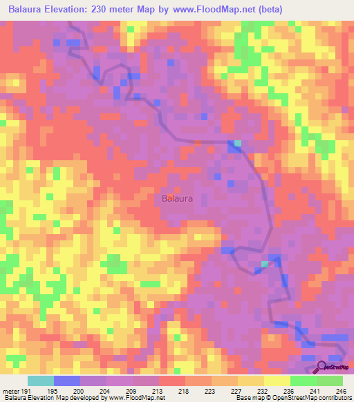 Balaura,Ecuador Elevation Map