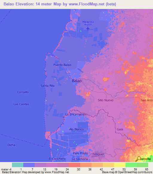 Balao,Ecuador Elevation Map