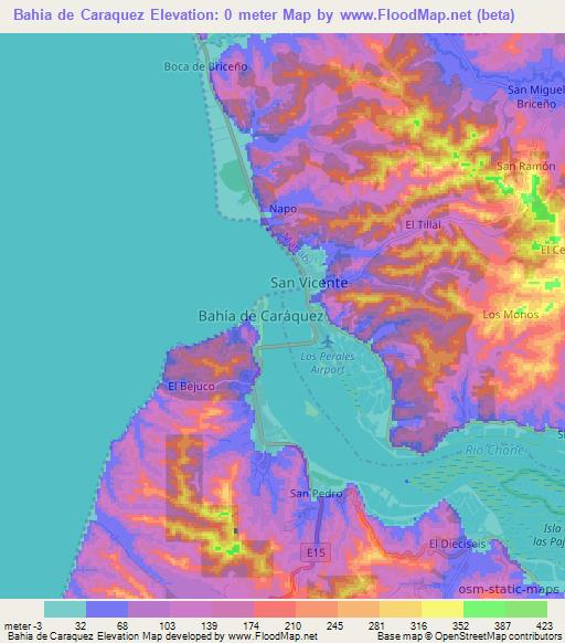 Bahia de Caraquez,Ecuador Elevation Map