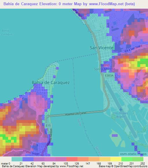 Bahia de Caraquez,Ecuador Elevation Map