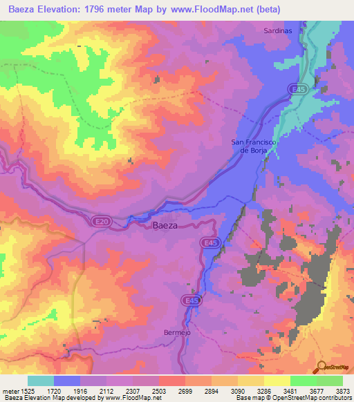 Baeza,Ecuador Elevation Map