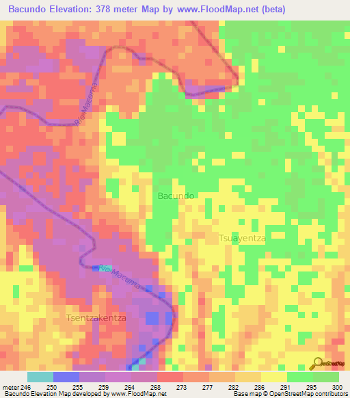 Bacundo,Ecuador Elevation Map