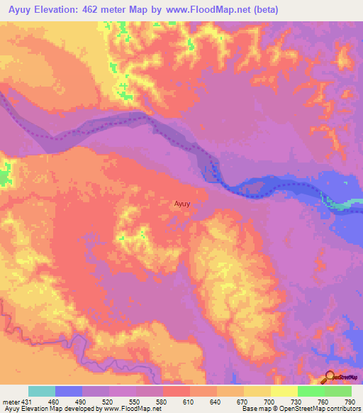 Ayuy,Ecuador Elevation Map