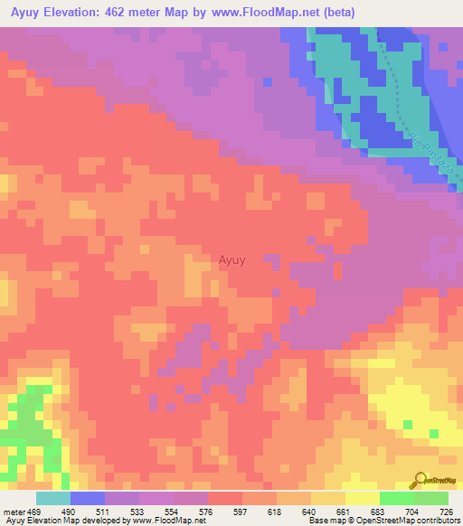 Ayuy,Ecuador Elevation Map