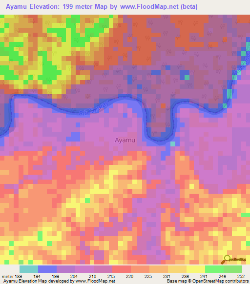 Ayamu,Ecuador Elevation Map