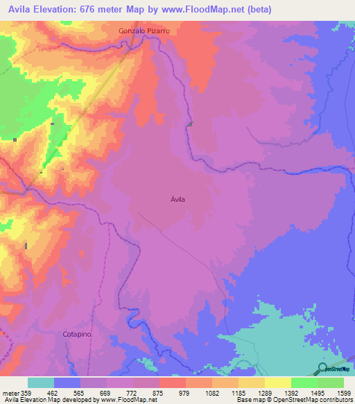 Avila,Ecuador Elevation Map