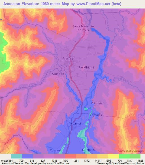 Asuncion,Ecuador Elevation Map