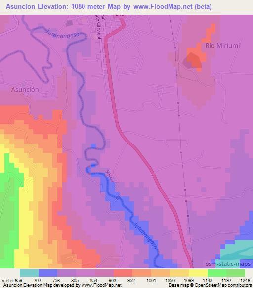 Asuncion,Ecuador Elevation Map