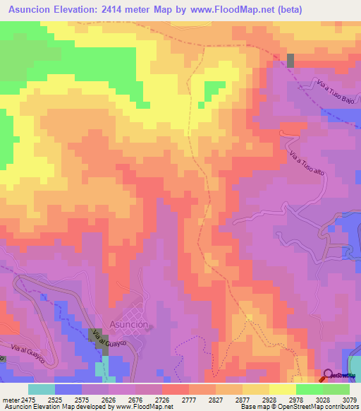 Asuncion,Ecuador Elevation Map