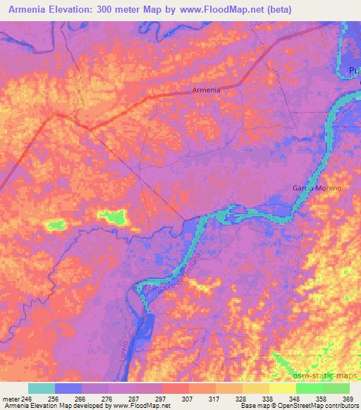 Armenia,Ecuador Elevation Map