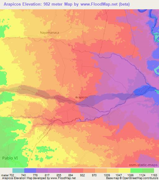 Arapicos,Ecuador Elevation Map