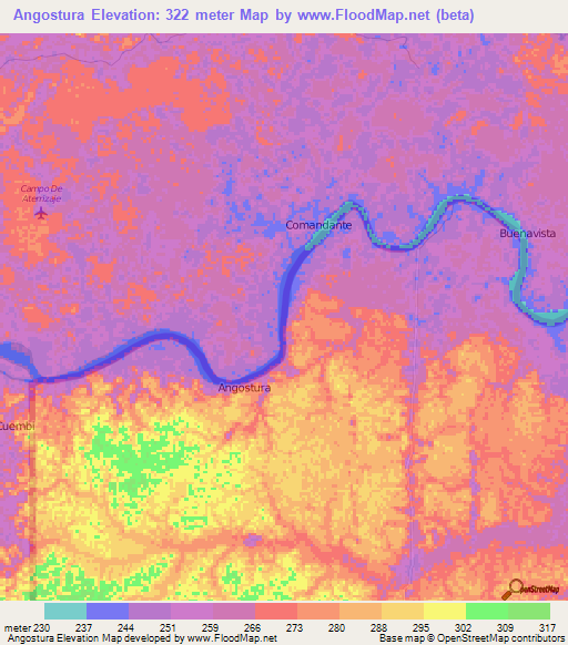 Angostura,Ecuador Elevation Map