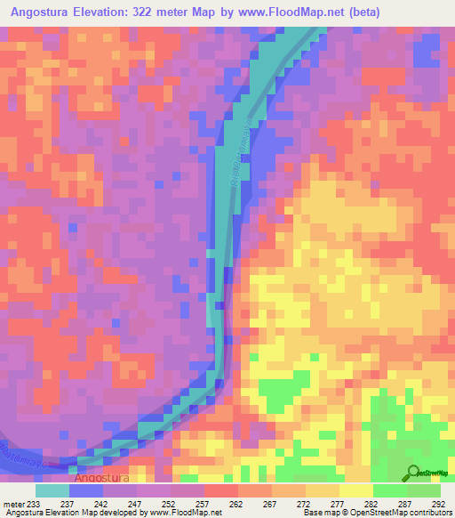 Angostura,Ecuador Elevation Map