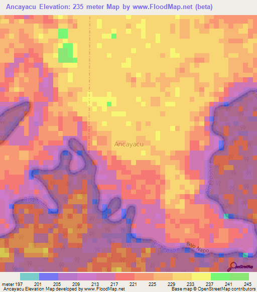 Ancayacu,Ecuador Elevation Map