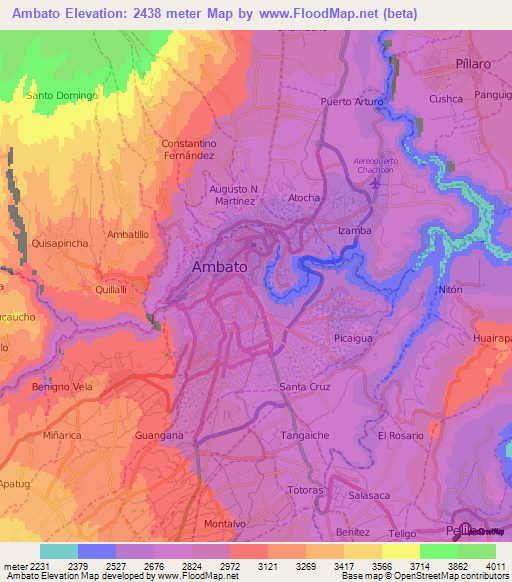 Ambato,Ecuador Elevation Map