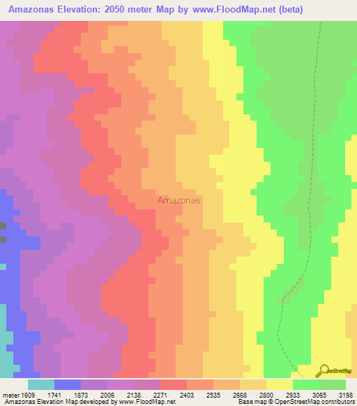 Amazonas,Ecuador Elevation Map