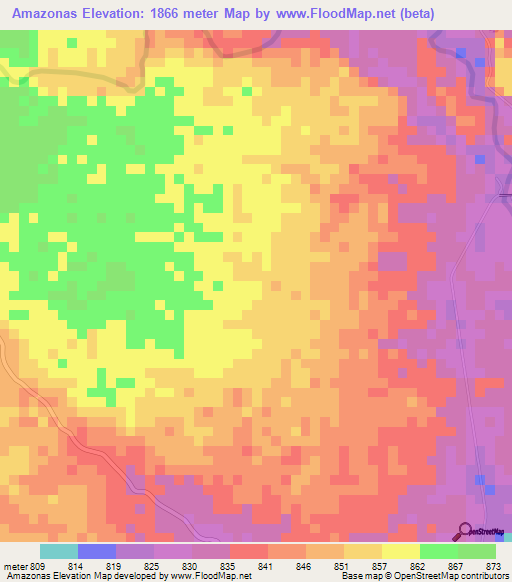 Amazonas,Ecuador Elevation Map