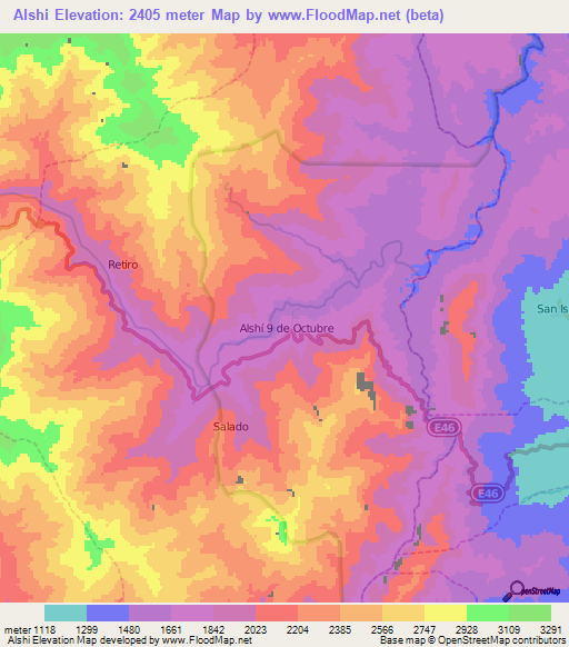 Alshi,Ecuador Elevation Map