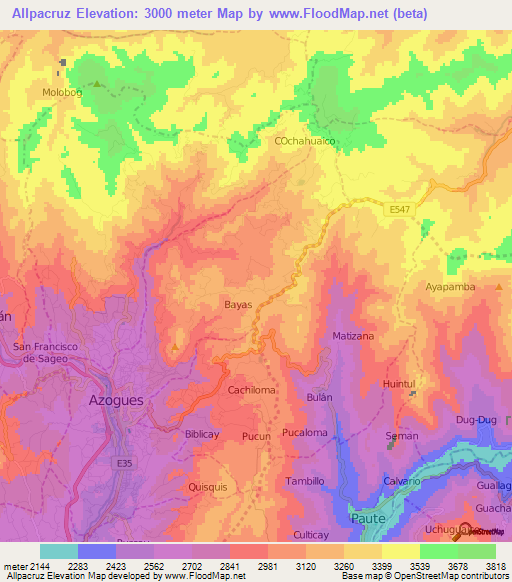 Allpacruz,Ecuador Elevation Map