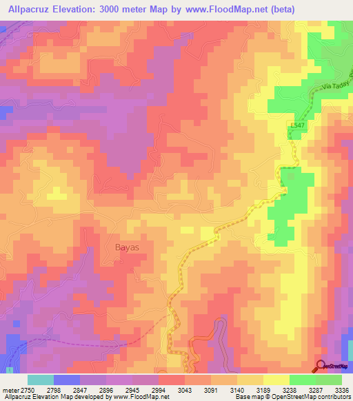 Allpacruz,Ecuador Elevation Map