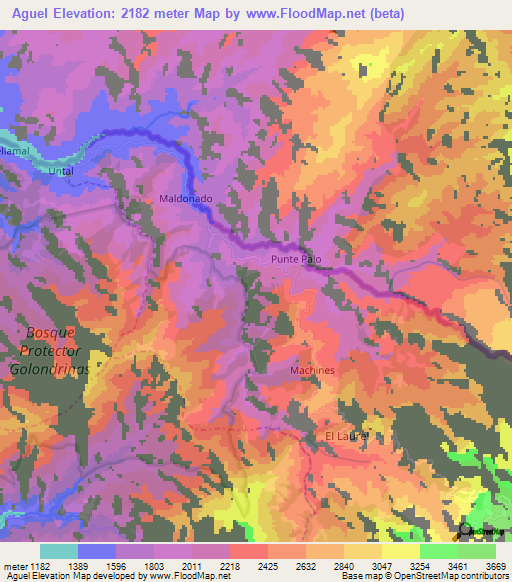 Aguel,Ecuador Elevation Map