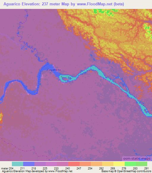 Aguarico,Ecuador Elevation Map