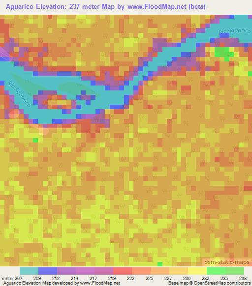 Aguarico,Ecuador Elevation Map