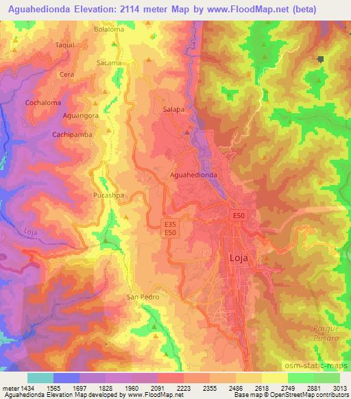 Aguahedionda,Ecuador Elevation Map