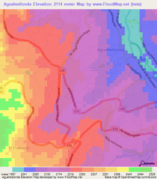 Aguahedionda,Ecuador Elevation Map